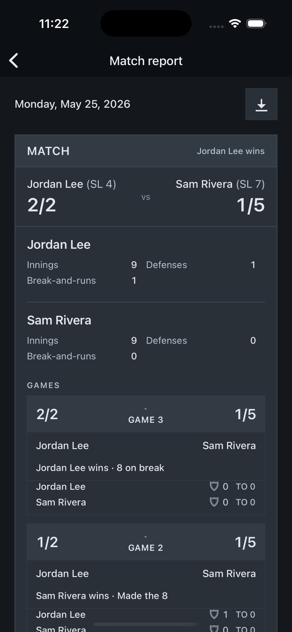 APA 8 Ball match report